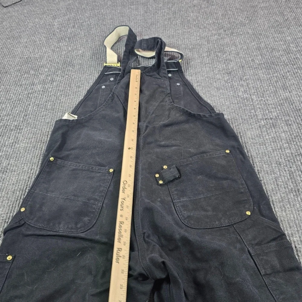 Carhartt R01 Bib Overalls Mens 36x30 Black Duck Canvas Relaxed Work Zip Leg
